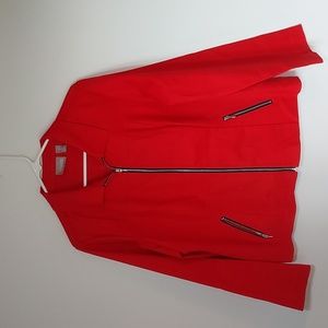 Chico's Red Dress- up Jacket Full-Zip Zip-pockets Size 2 USA Size 12